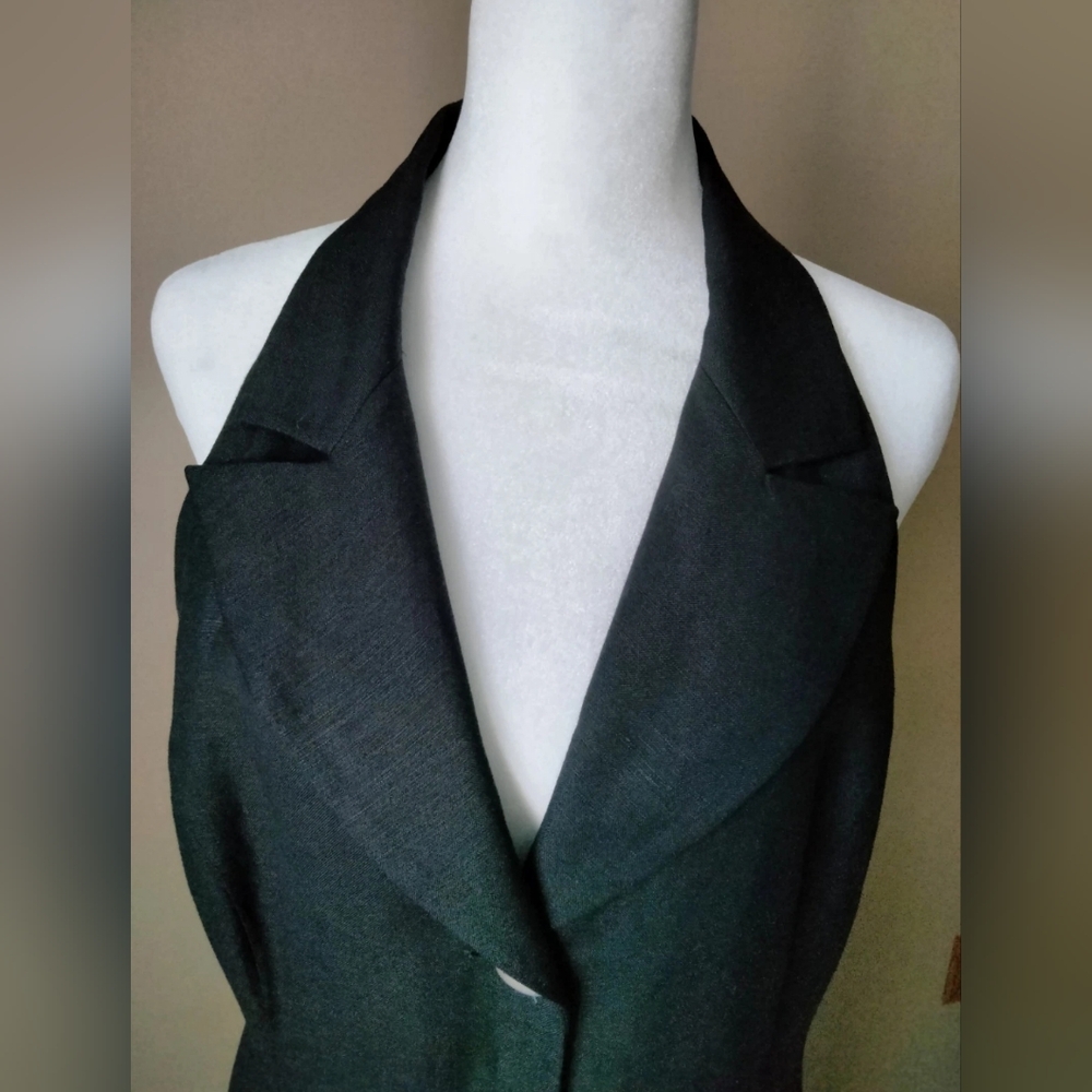 Jessica Howard Backless Halter Dress 65% Linen 35% Rayon - Picture 7 of 12